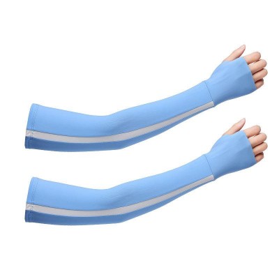 Солнцезащитные рукава с пальцем голубые универсальные (митинки)