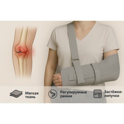 Фиксирующий ремень-косынка для руки M (31?14 см) – поддержка локтя, плеча и предплечья